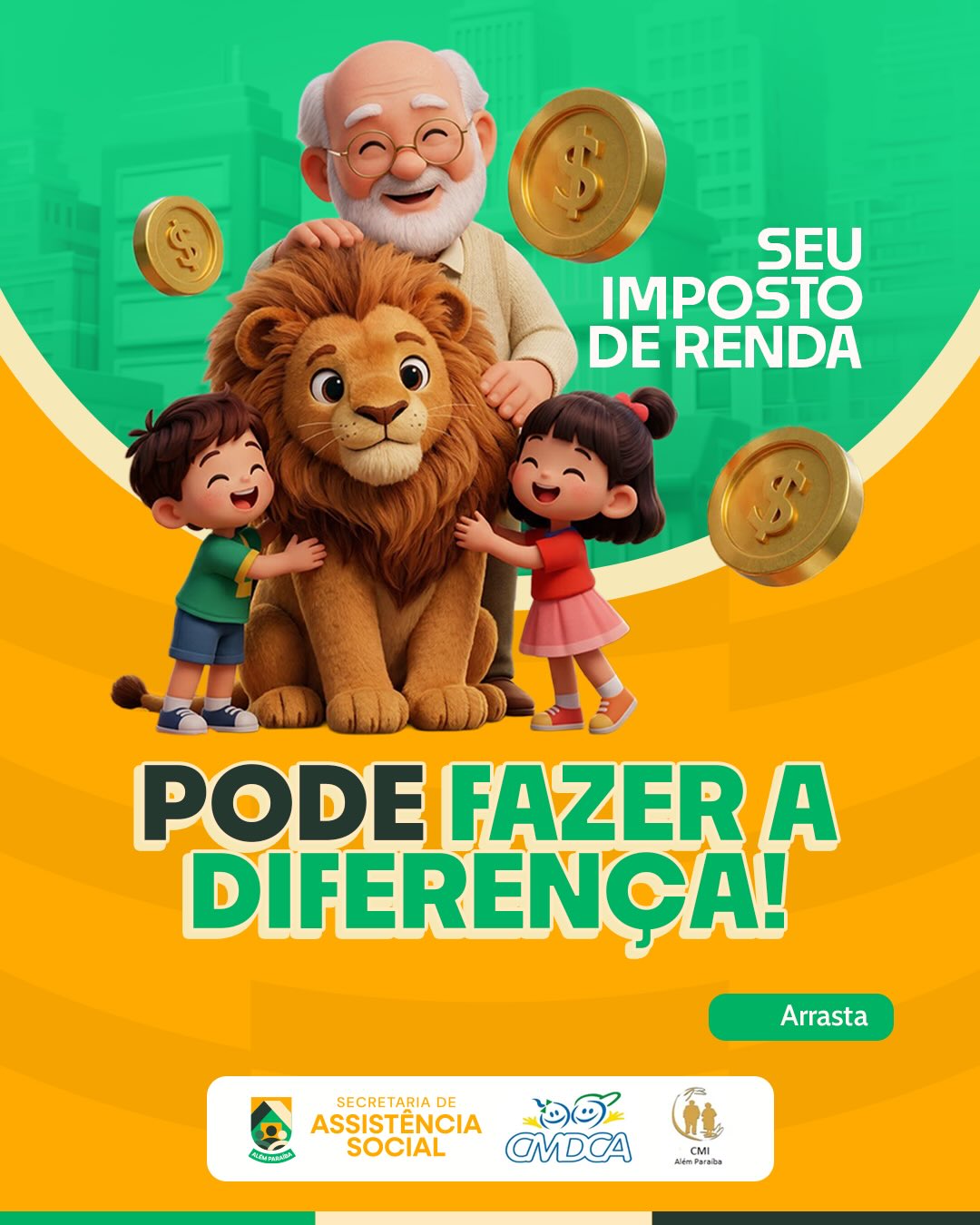 Contribuintes de Além Paraíba têm a oportunidade de destinar parte do Imposto de Renda para projetos sociais do município, apoiando diretamente ações voltadas às crianças, adolescentes e pessoas idosas.

O melhor: não há custo extra, pois o valor já faz parte do imposto que seria pago.

 Ao escolher essa destinação, você ajuda a fortalecer iniciativas que promovem cuidado, direitos e mais qualidade de vida a esses públicos. A ação conta com o apoio da Prefeitura Municipal, via Secretaria de Assistência Social de Além Paraíba e reforça a importância da participação da sociedade na promoção de políticas públicas e no fortalecimento da rede de proteção social do município.

Converse com seu contador!
Faça parte dessa corrente de solidariedade e ajude a construir uma Além Paraíba mais humana e acolhedora.

#AlémParaíba #ImpostoDeRenda #Solidariedade #ResponsabilidadeSocial #FaçaADiferença