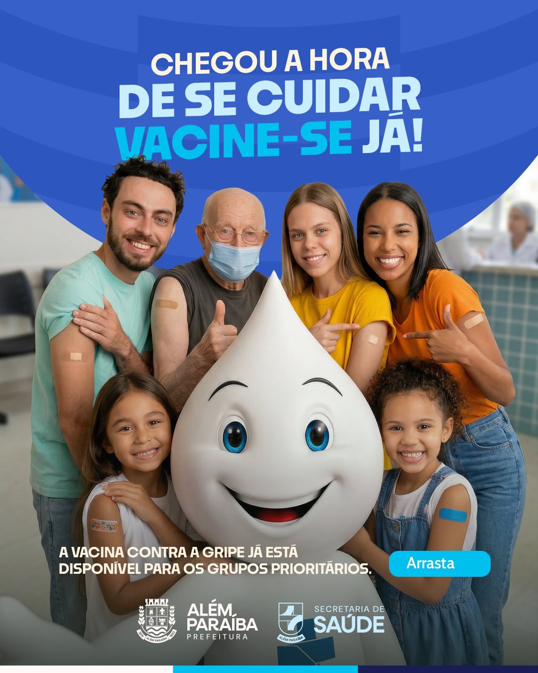 Campanha de Vacinação contra a Gripe em Além Paraíba

A Prefeitura de Além Paraíba, por meio da Secretaria Municipal de Saúde, informa que a campanha de vacinação contra a gripe já está em andamento no município. A imunização é uma medida essencial para a prevenção de complicações decorrentes da influenza, especialmente entre os grupos mais vulneráveis.

A população pertencente aos grupos prioritários deve procurar o posto de saúde mais próximo de sua residência para receber a vacina, conforme o calendário estabelecido pela rede municipal de saúde. É fundamental apresentar o cartão de vacinação para a devida atualização.

Fazem parte dos grupos prioritários:

- Crianças de 6 meses a menores de 6 anos de idade;
- Gestantes;
- Puérperas;
- Pessoas idosas com 60 anos ou mais;
- Trabalhadores da saúde;
- Professores do ensino básico e superior;
- Pessoas com deficiência permanente.

A vacinação é segura, gratuita e representa um importante instrumento de proteção individual e coletiva, contribuindo para a redução de casos graves, internações e óbitos.

A Secretaria Municipal de Saúde reforça a importância da adesão à campanha e orienta a população a manter seu calendário vacinal sempre atualizado.